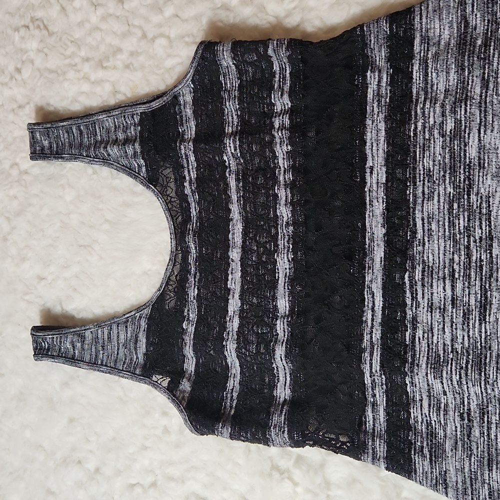 Free People Haze Daze Heathered  Black/ Black Lace Sz S Maxi Dress - Picture 7 of 12